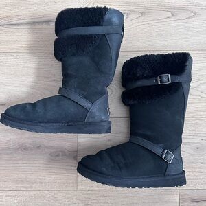 UGGS Black Shearling Buckle Boots